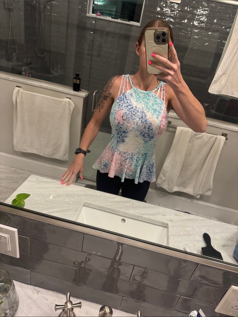 VENUS Pastel Multi-Color Peplum Tank Top - Blue Pink Mint